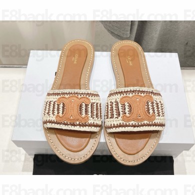 CELINE LYMPIA MULE IN RAFFIA beige / brown 2025 