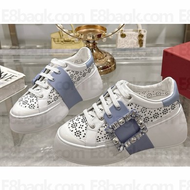Roger Vivier platform leather sneakers light blue 2025