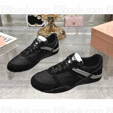 MIU MIU women/men Gymnasium technical fabric and suede sneakers 5E428E black/white 2025