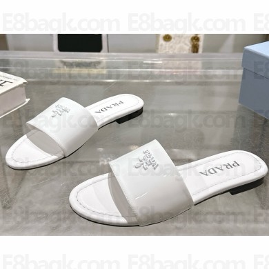 Prada patent leather slides white 2025
