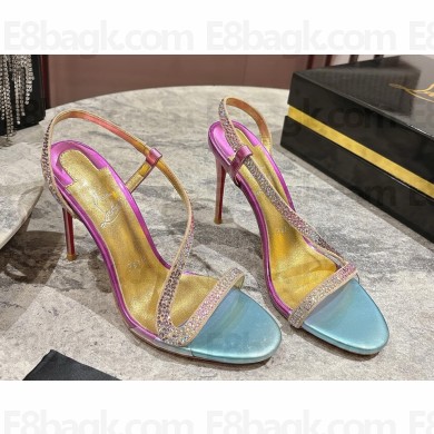 Christian Louboutin Rosalie Strass Boreal 100 mm Sandals - Metallic suede and strass Boreal Multicolor 2025