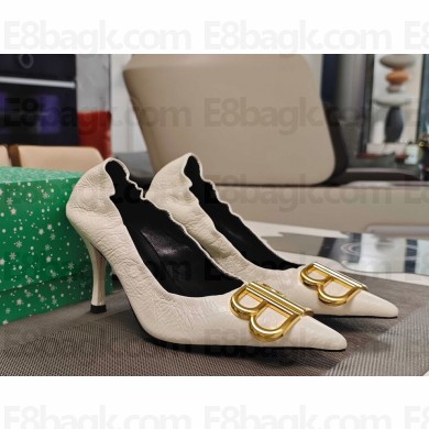 Balenciaga Monaco 90 leather pumps white/Gold 2025