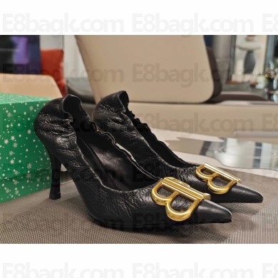 Balenciaga Monaco 90 leather pumps Black/Gold 2025