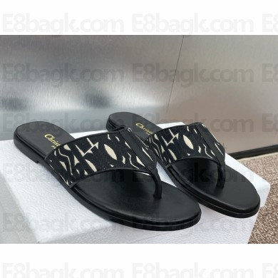 Miss Dior Adiorable slides black flat embroidery Cotton  2025