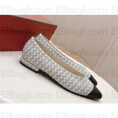 Loro Piana Rebecca Ballet Flat tweed & lambskin black / light grey 2025