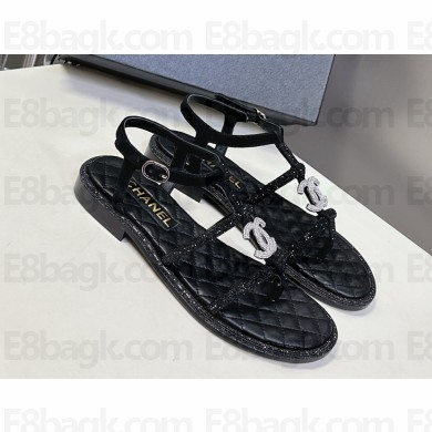 Chanel sandals suede & stars black 2025
