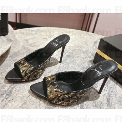 Christian Louboutin Miss Z Ocelot Lurex and leather-trimmed sequined satin mules Leopard print 2025
