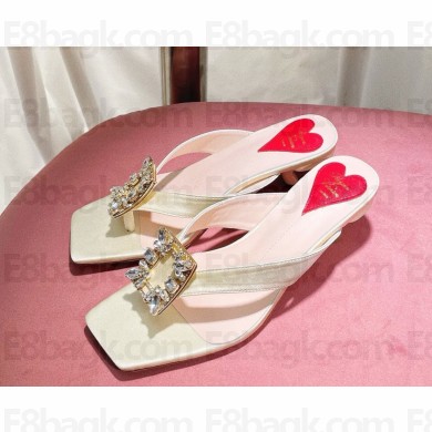 Roger Vivier mules in satin with crystal buckle white 2025