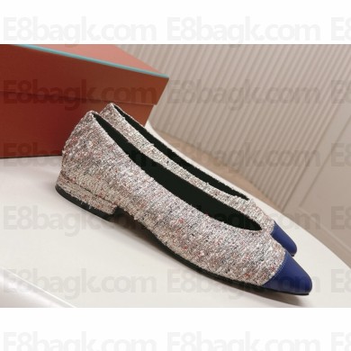 Loro Piana Rebecca Ballet Flat tweed & lambskin Multicolor / blue 2025
