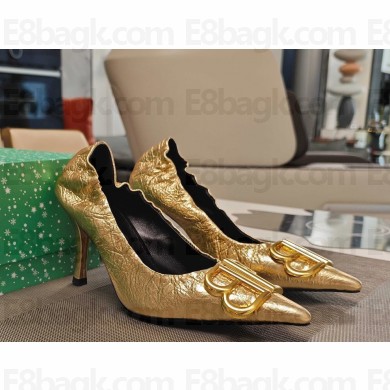 Balenciaga Monaco 90 leather pumps Gold 2025