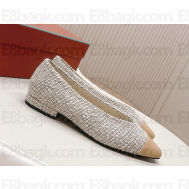 Loro Piana Rebecca Ballet Flat tweed & lambskin beige 2025
