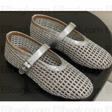 Alaïa Fishnet ballerina shoes open knit silver 2025