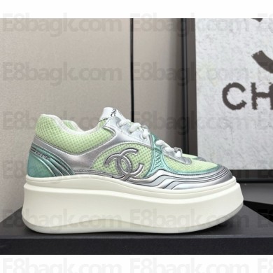 Chanel Sneakers platform Mesh & Calfskin green / silver 2025