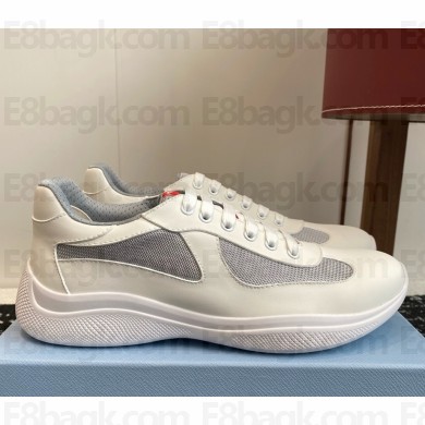Prada women/men America's Cup Soft rubber and bike fabric sneakers 4E6500 white 2025