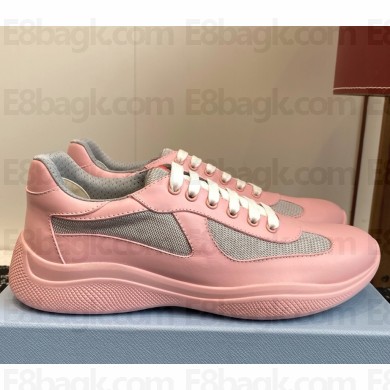 Prada women/men America's Cup Soft rubber and bike fabric sneakers 4E6500 pink 2025