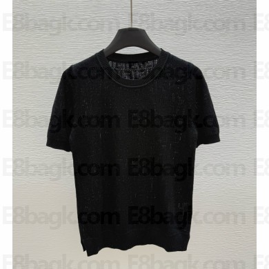 FENDI knitted Hollowed-out T-shirt black 2025