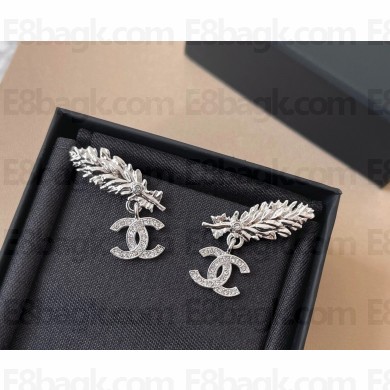 Chanel Stud Earrings Metal & Strass ABF702 Silver & Crystal 2025