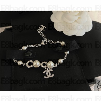 Chanel Bracelet Metal, Glass Pearls, Freshwater Pearls & Strass ABF725 Silver, Pearly White & Crystal 2025