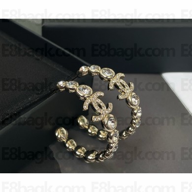 Chanel Hoop Earrings Metal & Diamantés ABC183 Gold & Crystal 2025