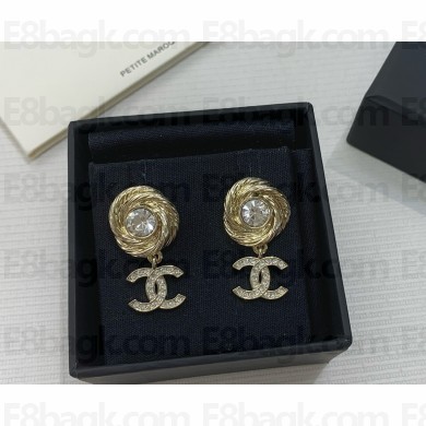 Chanel Pendant Earrings Metal & Diamantés ABF848 Gold & Crystal 2025