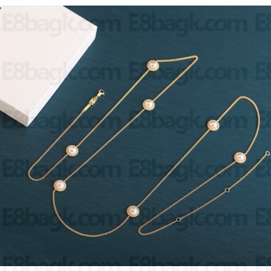 Celine Les Perles Celine Sautoir in Resin Pearls and Brass with Gold Finish GOLD / IVORY 2025