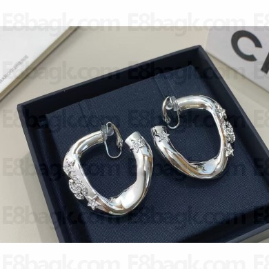 Chanel Clip-on Hoop Earrings Metal & Diamantés ABF672 silver & Crystal 2025