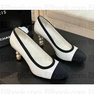 Chanel Lambskin Grosgrain Pearl Cap Toe Pumps heel 8.5cm black / white 2025