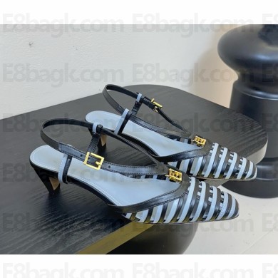 Fendi FFold black and blue leather low-heeled slingbacks black 2025