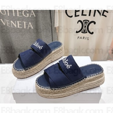 Chloé Mila Logo Embroidered Sandals blue 2025