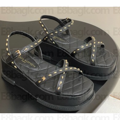 Louis Vuitton Maya platform sandals 1ACY37 black calf leather 2025