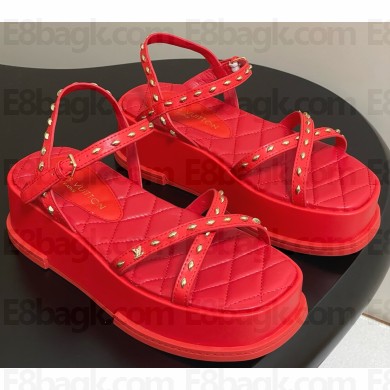 Louis Vuitton Maya platform sandals 1ACY37 red calf leather 2025