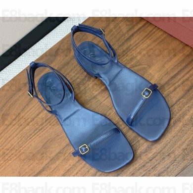 Loro Piana flat sandals goatskin in dark blue 2025