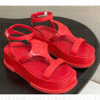 Louis Vuitton Maya platform sandal Cerise Red calf leather 2025