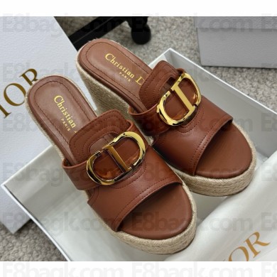 Dior 30 Montaigne Wedge Slide Camel Calfskin heel 9.5cm 2025