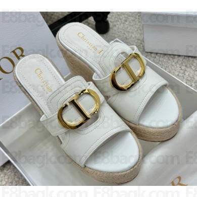 Dior 30 Montaigne Wedge Slide white Calfskin heel 9.5cm 2025