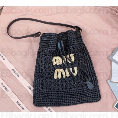 MIU MIU Woven fabric mini-bag 5ND016 black /beige 2025