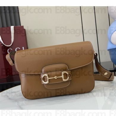 Gucci Horsebit 1955 Soft medium shoulder bag 815178 Brown soft leather with contrast stitching 2025