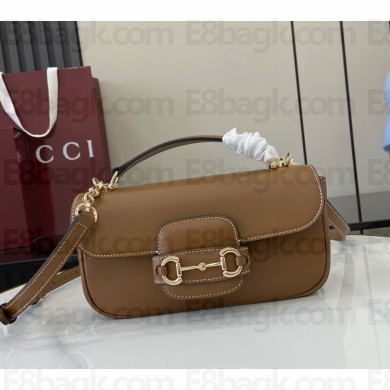 Gucci Horsebit 1955 Soft small top handle bag 815206 Brown soft leather with contrast stitching 2025