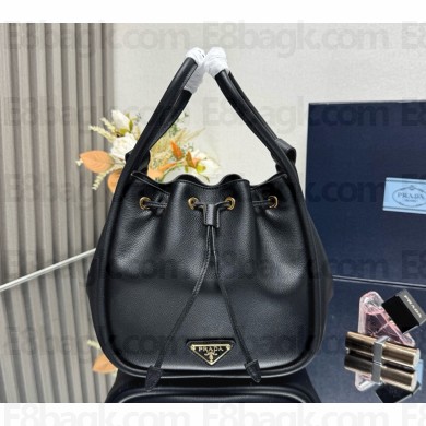Prada Leather mini bucket bag 1BE087 black 2025