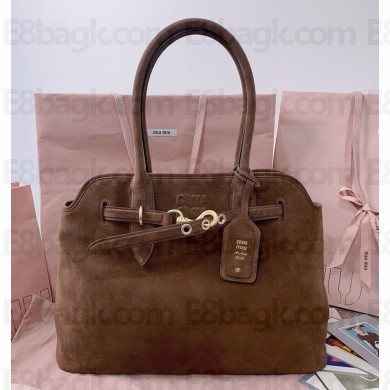 MIU MIU Aventure suede bag 5BG291 Oak 2025