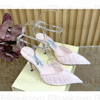 Jimmy choo Saeda 85 Ivory Tulle Crystal Pumps light pink/crystal 2025