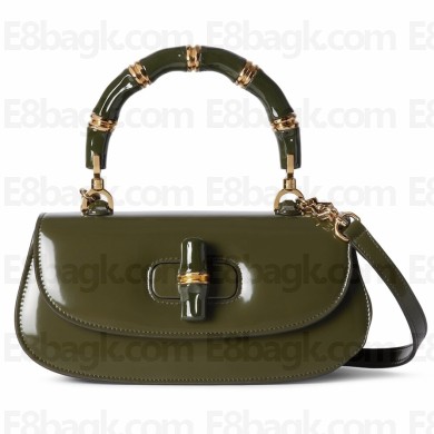 Gucci Bamboo Diva medium bag 827750 Forest green shiny, polished leather 2025