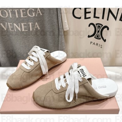 MIU MIU Plume suede mule beige 2025