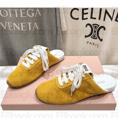 MIU MIU Plume suede mule yellow 2025