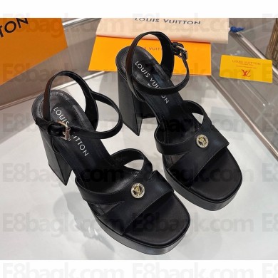 Louis Vuitton 1AGXWN  Maya Heeled Platform Sandal Black Plain calf leather heel 12cm Platform 3cm 2025