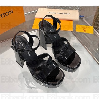 Louis Vuitton 1AGXZN Maya Heeled Platform Sandal black patent calf leather heel 12cm Platform 3cm 2025