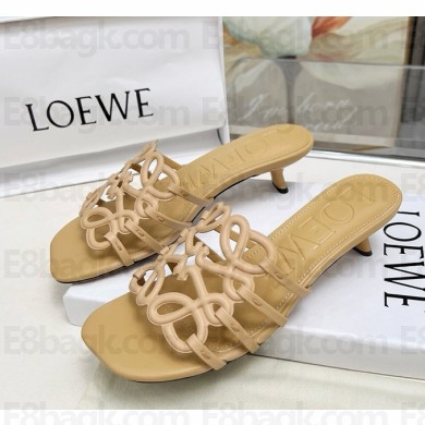 Loewe Petal Anagram slide in soft calfskin beige heel 4.5cm 2025