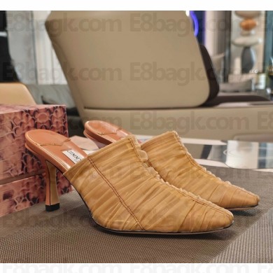 JIMMY CHOO  Lotta 85 ruched tulle mules Blush 2025