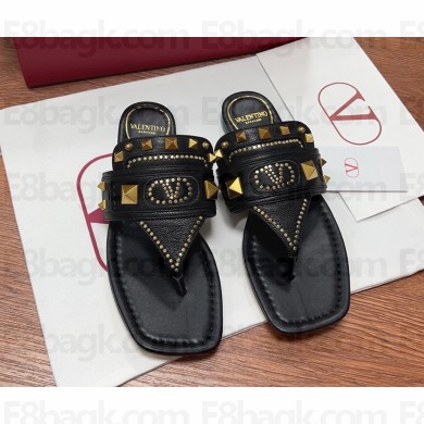 VALENTINO GARAVANI PLASTER CASTER BUFFALO THONG SANDAL BLACK 2025
