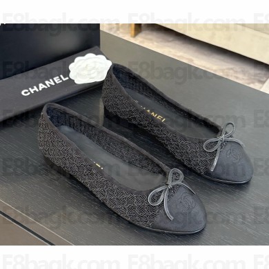 Chanel Ballet flats Embroidery & Grosgrain G02819 Black 2025